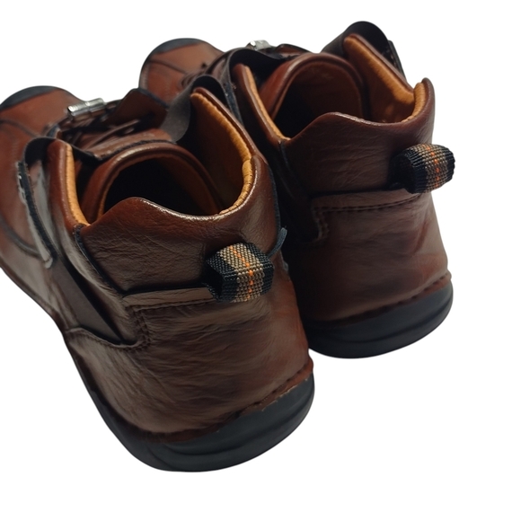 Sport Mens Brown Soft Leather Ankle Casual Shoes Slip On Size 44